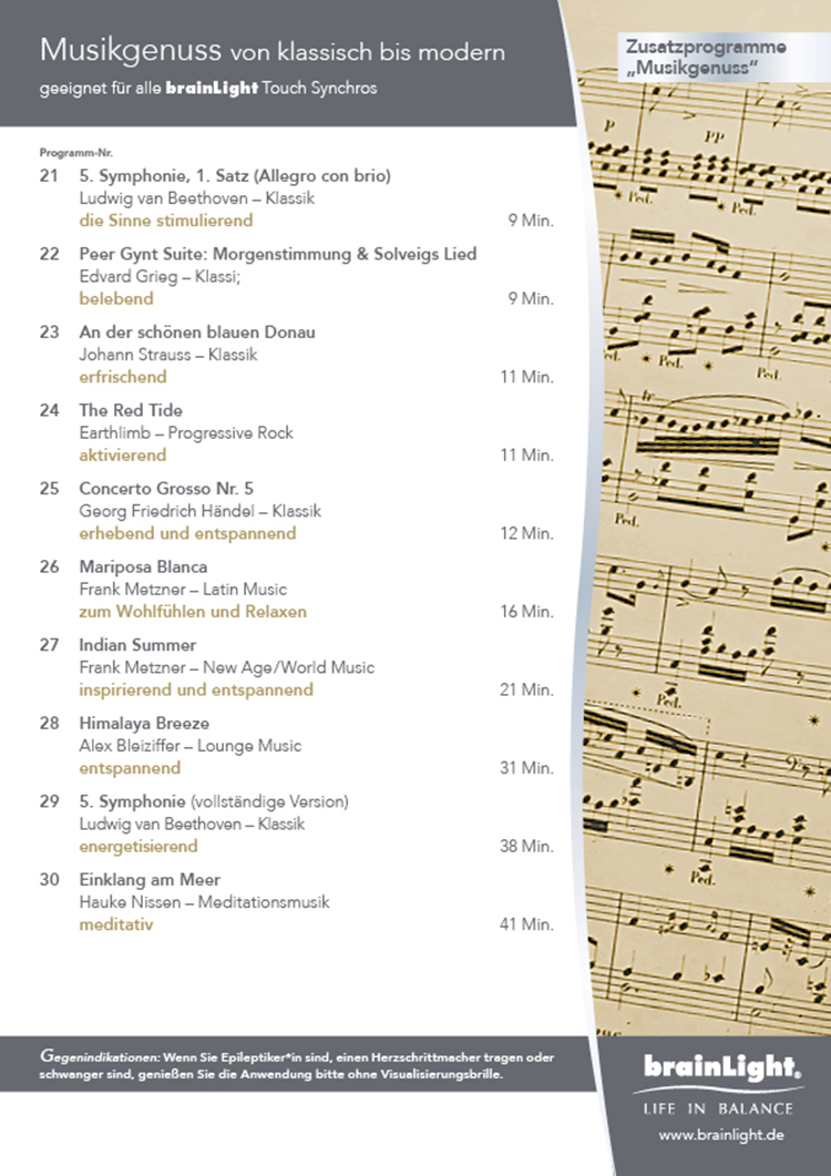 Programmübersicht "Musikgenuss"