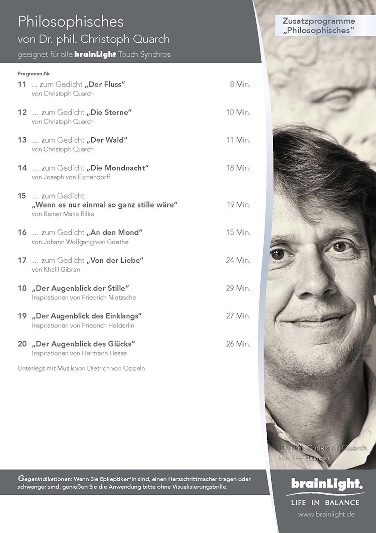 Programmübersicht "Philosophisches" von Dr. Christoph Quarch