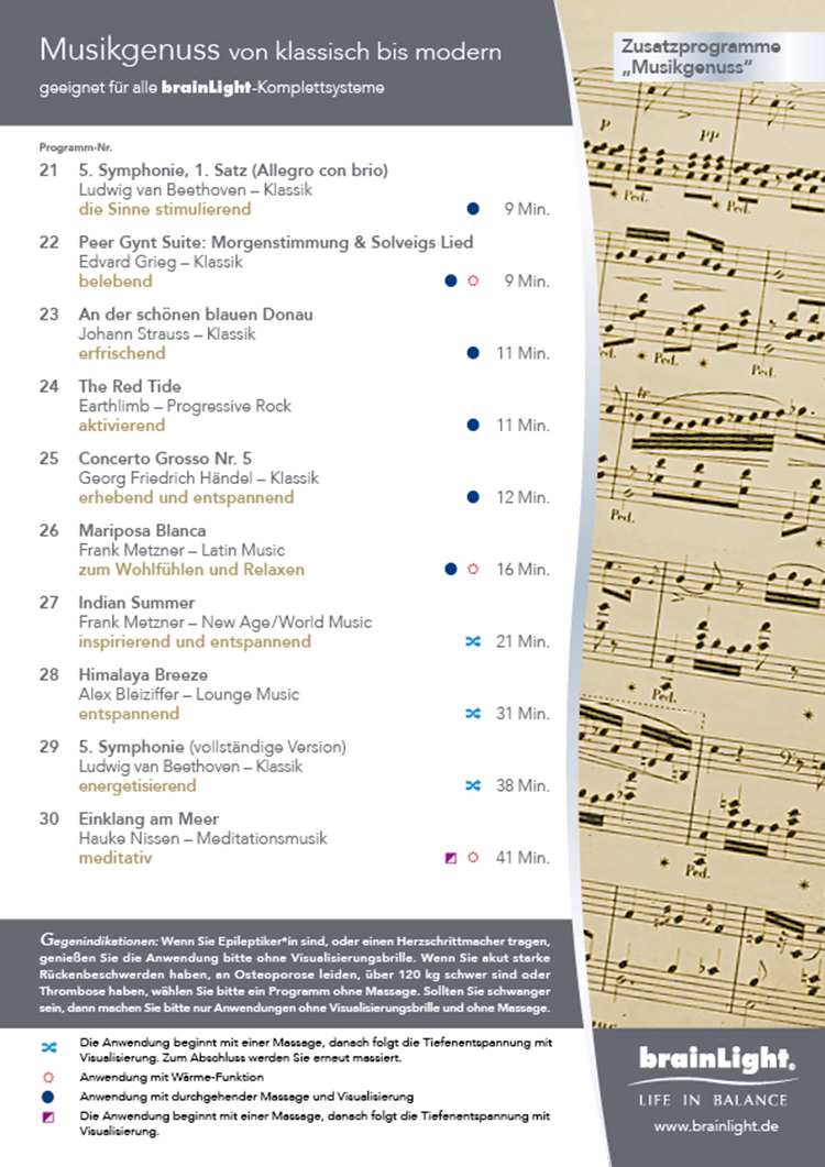 Programmübersicht "Musikgenuss"