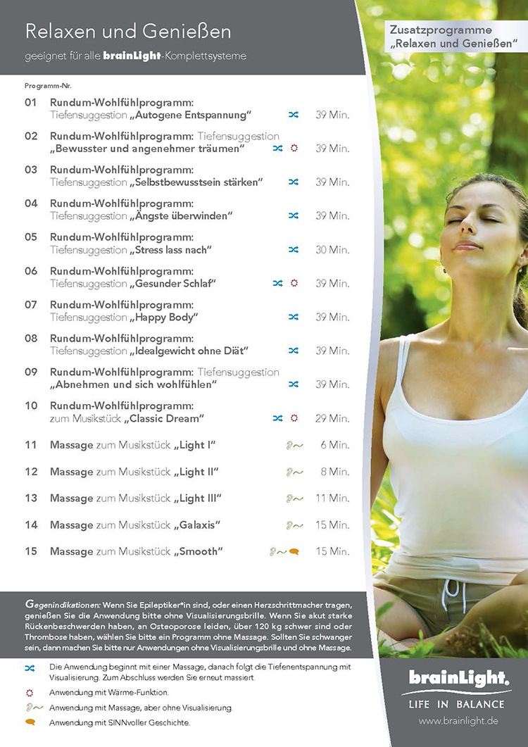 Programmübersicht "Relaxen und Genießen"